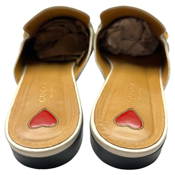 GUCCI Peyton Marmont GG Web Striped Mule EU 41 US 11 Beige Red Blue Leather Flat - Picture 3 of 13